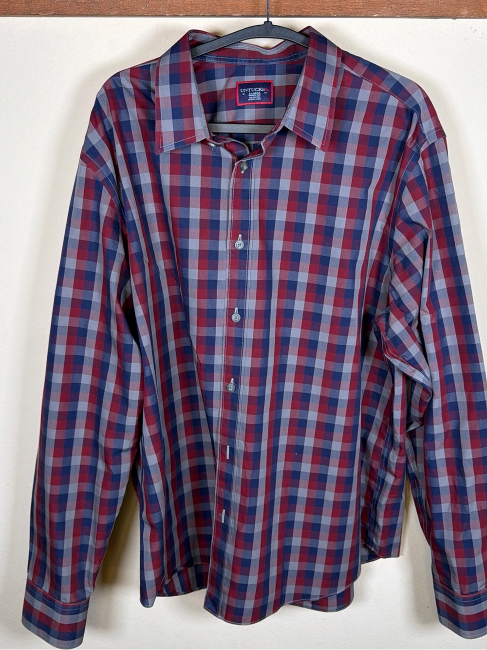 UNTUCKit Blue and Red Checked Long-Sleeve Button-Up Shirt